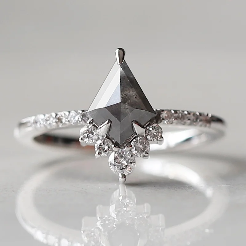 0.87ct Salt & Pepper Diamond Kite cut Engagement ring