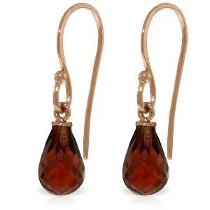 14K Solid Rose Gold Fish Hook Earrings w/ Natural Garnet