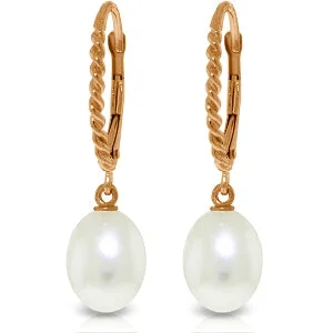 14K Solid Rose Gold Leverback Earrings w/ Briolette Pearls