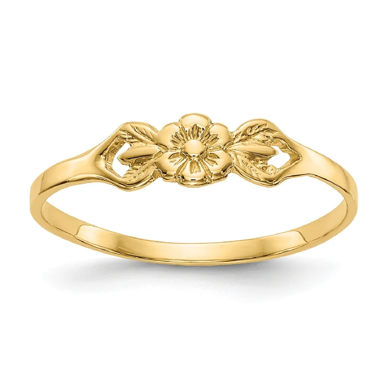 14KT Yellow Gold Childrens Flower Ring; Size 5