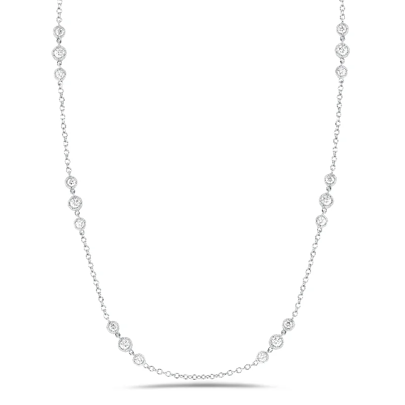 3 Station Diamond by the Yard Necklace with Antique Milgrain