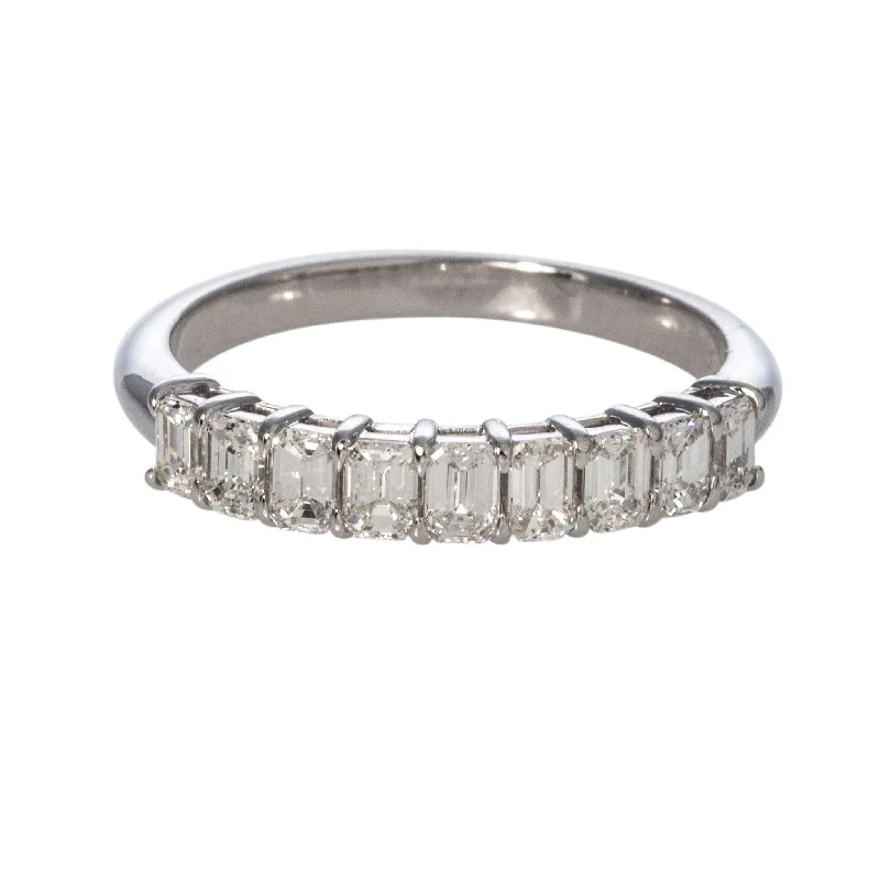 1ctw Emerald-Cut Diamond Halfway 14K White Gold Band