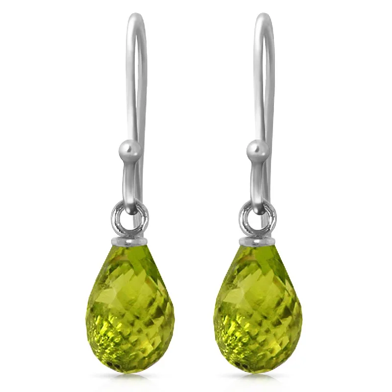 2.7 Carat 14K Solid White Gold Fish Hook Earrings Peridot