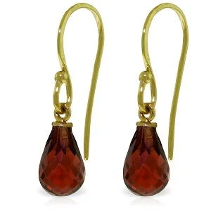 2.7 Carat 14K Solid Yellow Gold Fish Hook Earrings Natural Garnet