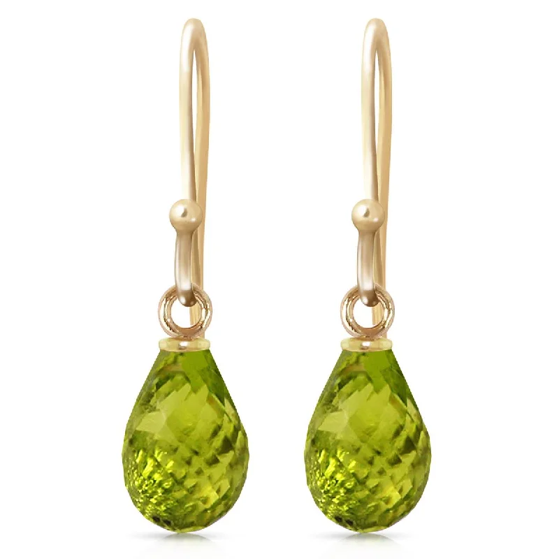 2.7 Carat 14K Solid Yellow Gold Fish Hook Earrings Peridot