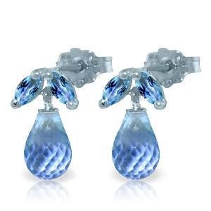 3.4 Carat 14K Solid White Gold Vous Les Femmes Blue Topaz Earrings