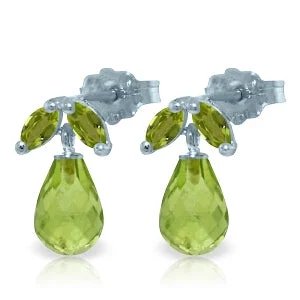 3.4 Carat 14K Solid White Gold Welcome The Uexpected Peridot Earrings