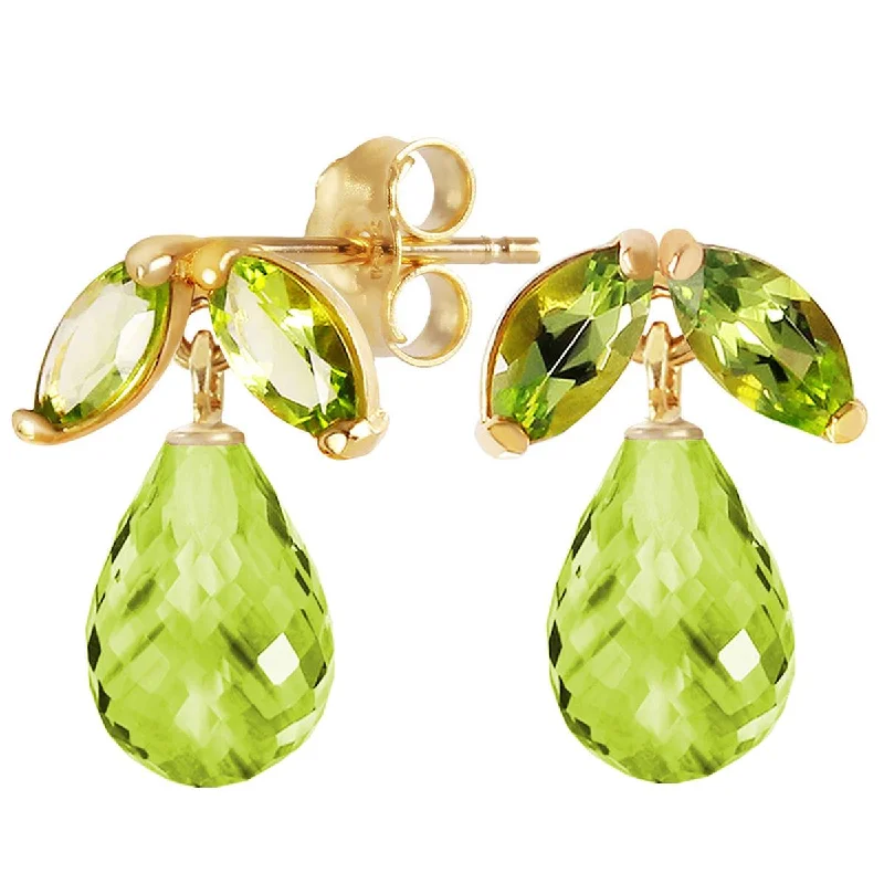 3.4 Carat 14K Solid Yellow Gold Seeking Enlightenment Peridot Earrings