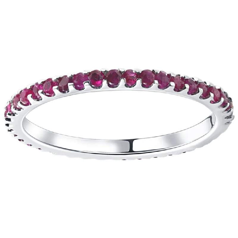 3/4Ct Ruby Eternity Ring Anniversary Band 10k White Gold