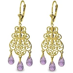 3.75 Carat 14K Solid Yellow Gold Mystere Amethyst Earrings