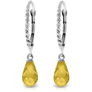 3 Carat 14K Solid White Gold Incredible Feelings Citrine Earrings