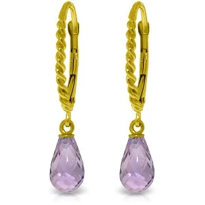 3 Carat 14K Solid Yellow Gold Athena Amethyst Earrings