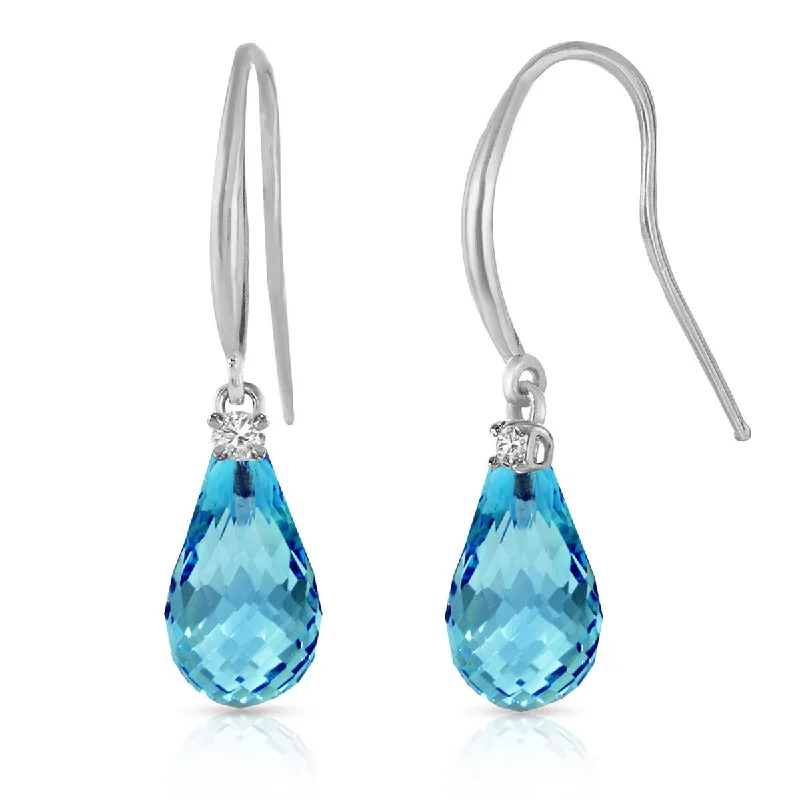 4.6 Carat 14K Solid White Gold Lose Yourself Blue Topaz Diamond Earrings