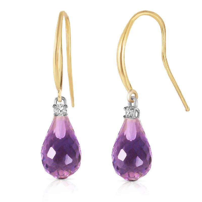 4.6 Carat 14K Solid Yellow Gold Joya Amethyst Diamond Earringss