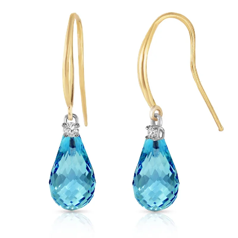 4.6 Carat 14K Solid Yellow Gold Joya Blue Topaz Diamond Earrings