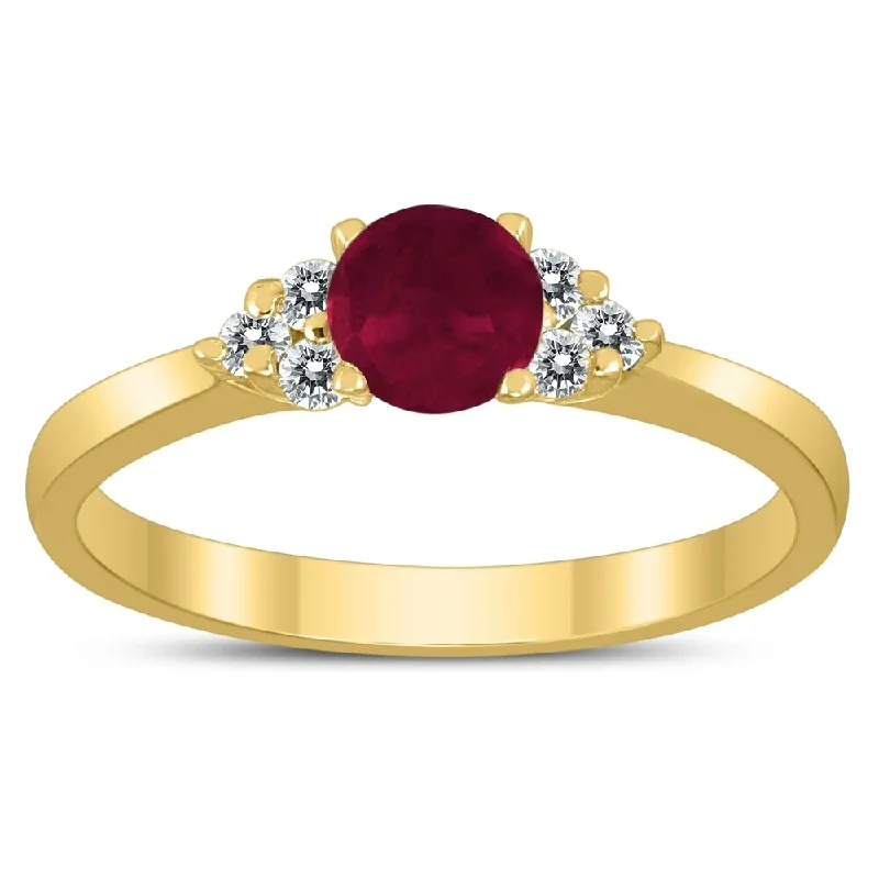 4MM Ruby and Diamond Cynthia Ring in 10K Yellow Gold