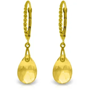 6 Carat 14K Solid Yellow Gold Aphrodite Citrine Earrings