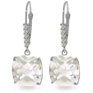 7.35 Carat 14K Solid White Gold Right Crowd White Topaz Diamond Earrings