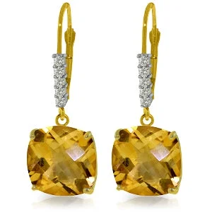 7.35 Carat 14K Solid Yellow Gold Perdita Citrine Diamond Earrings