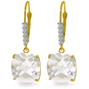 7.35 Carat 14K Solid Yellow Gold Perdita White Topaz Diamond Earrings