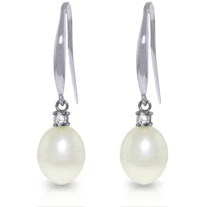 8.1 Carat 14K Solid White Gold Life Of Celebration Pearl Diamond Earrings