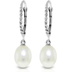 8 Carat 14K Solid White Gold Leverback Earrings Briolette Pearl