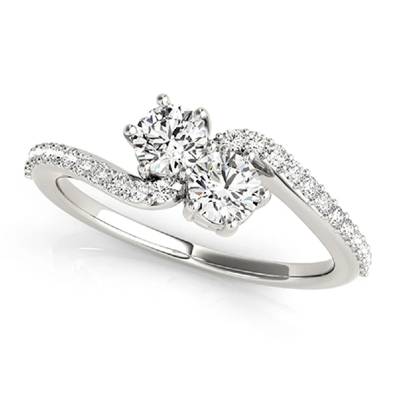 Auriya 14k White Gold 1ct TDW Two Stone Round Diamond Engagement Ring