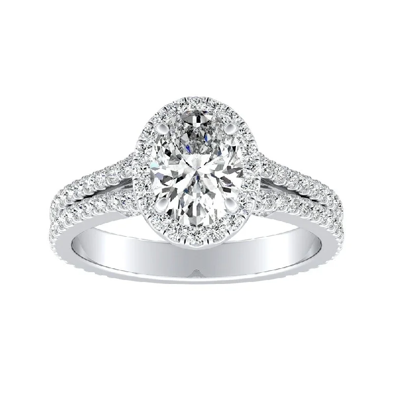 Auriya 18k Gold 1 1/3ctw Oval-cut Halo Diamond Engagement Ring (I-J, I1-I2)