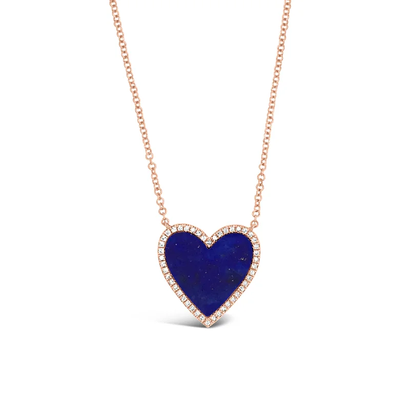 Lapis & Diamond Heart Necklace