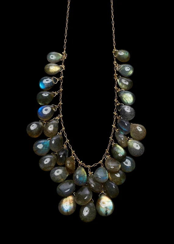 Labradorite Briolette Waterfall Necklace