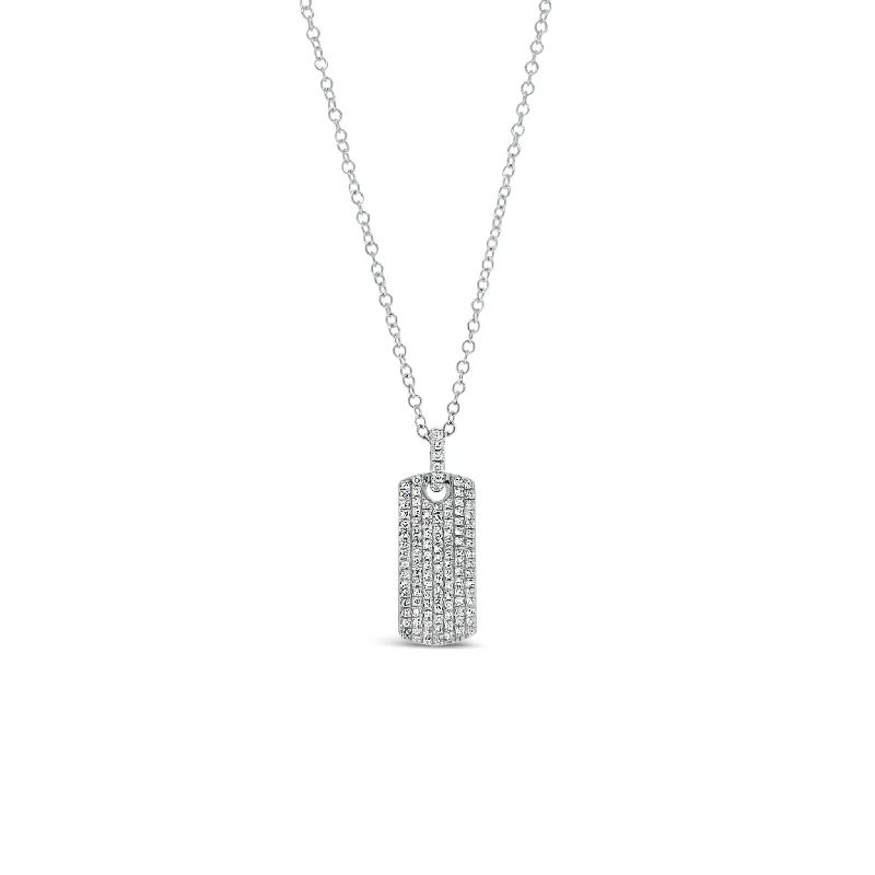 Diamond Dog Tag Necklace with Diamond Bail