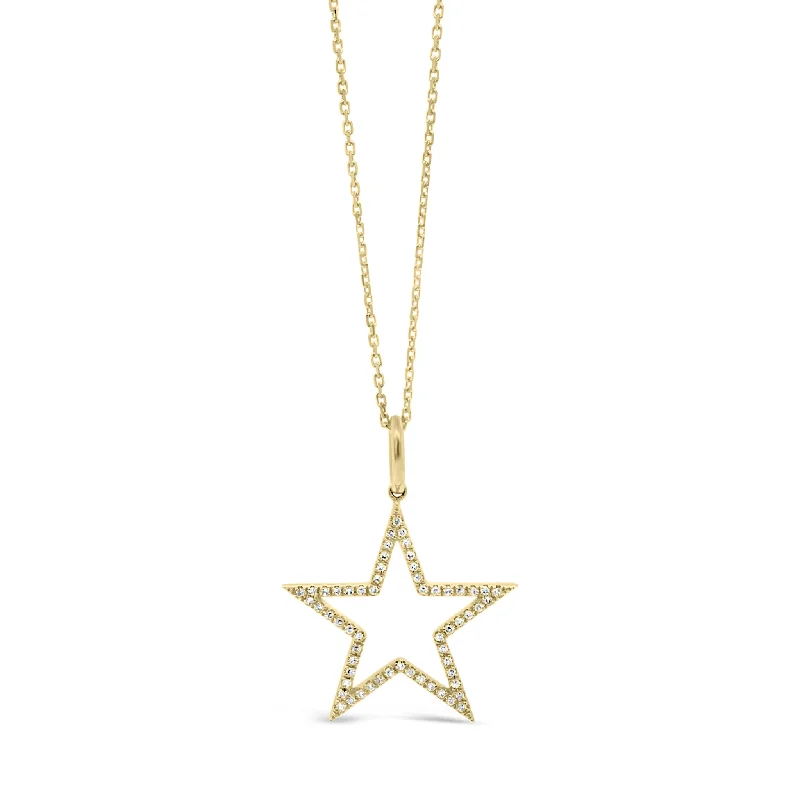 Diamond Open Star Pendant Necklace