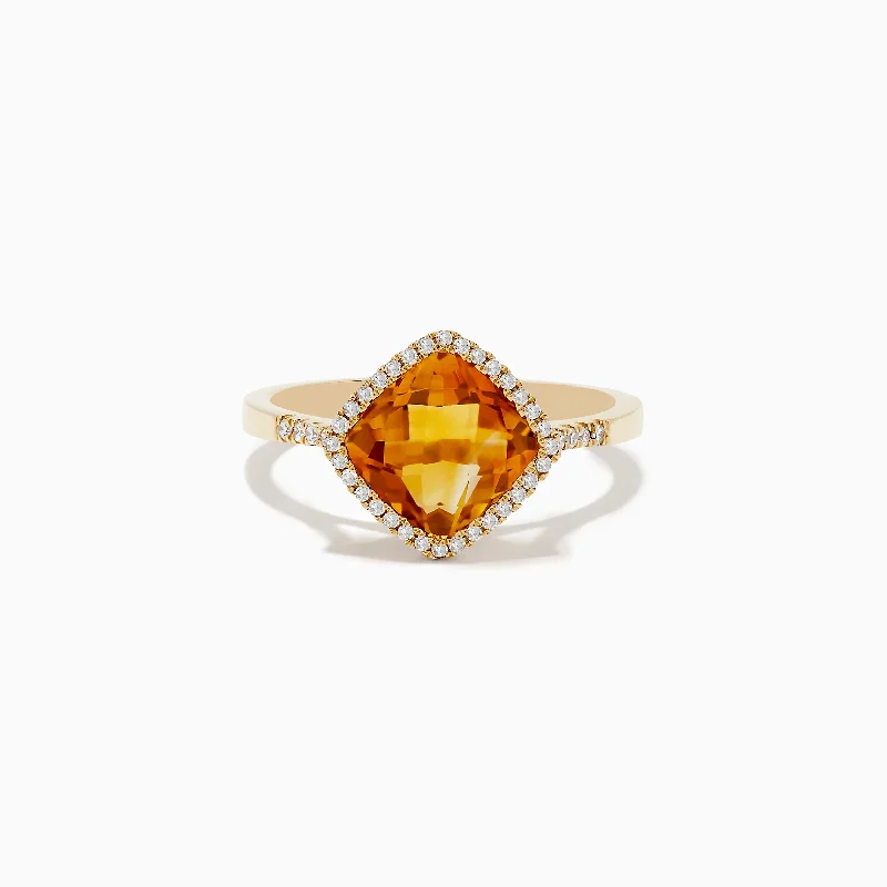 Sunset 14K Yellow Gold Citrine and Diamond Ring