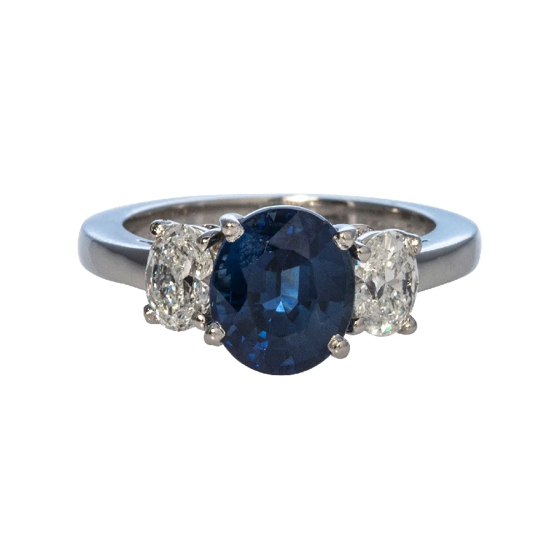 Estate 2.39ct Oval Sapphire & .80ct Diamond Platinum Ring