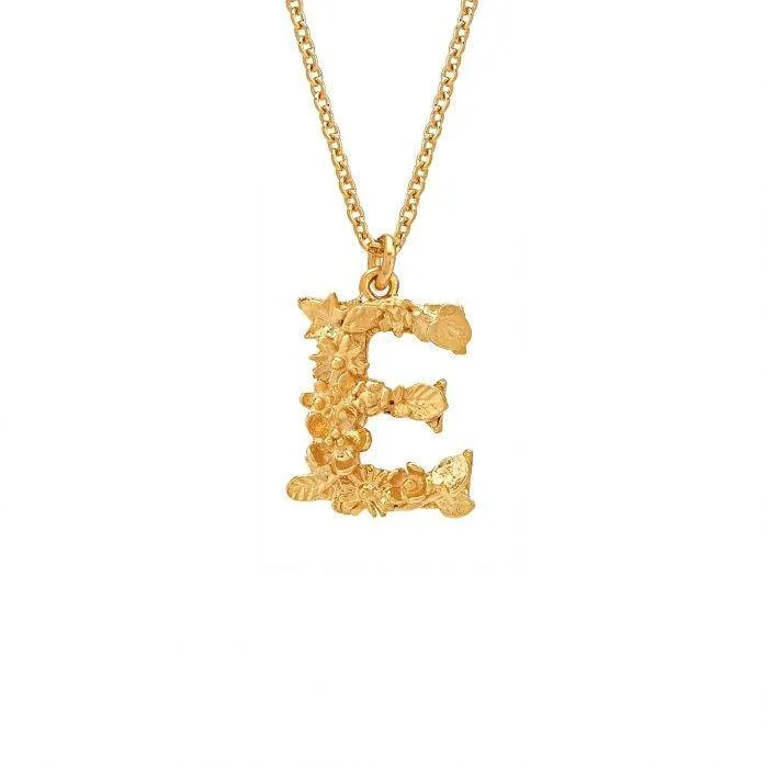 Alex Monroe Floral Letter E Necklace