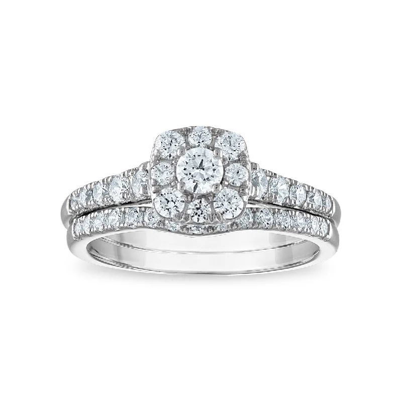 LoveSong EcoLove 9/10 CTW Lab Grown Diamond Halo Bridal Set in 10KT White Gold