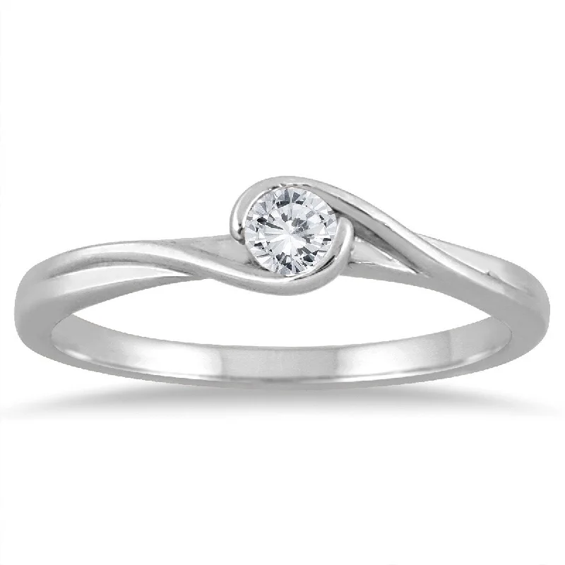 Marquee 1/6 Carat Diamond Solitaire Ring in 10K White Gold