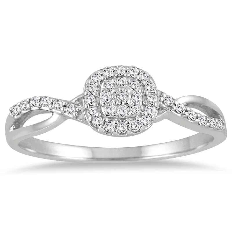 Marquee 10k White Gold 1/5ct TDW Diamond Halo Twist Ring