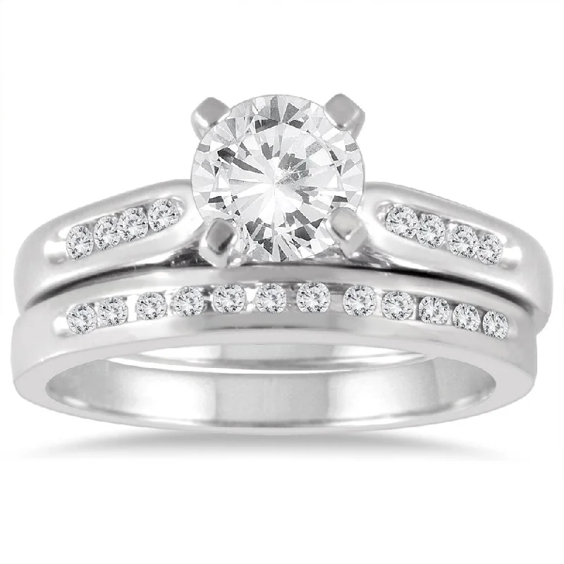 Marquee Certified 1 1/5 Carat TW Diamond Bridal Set in 14K White Gold (H-I Color, I1-I2 Clarity)