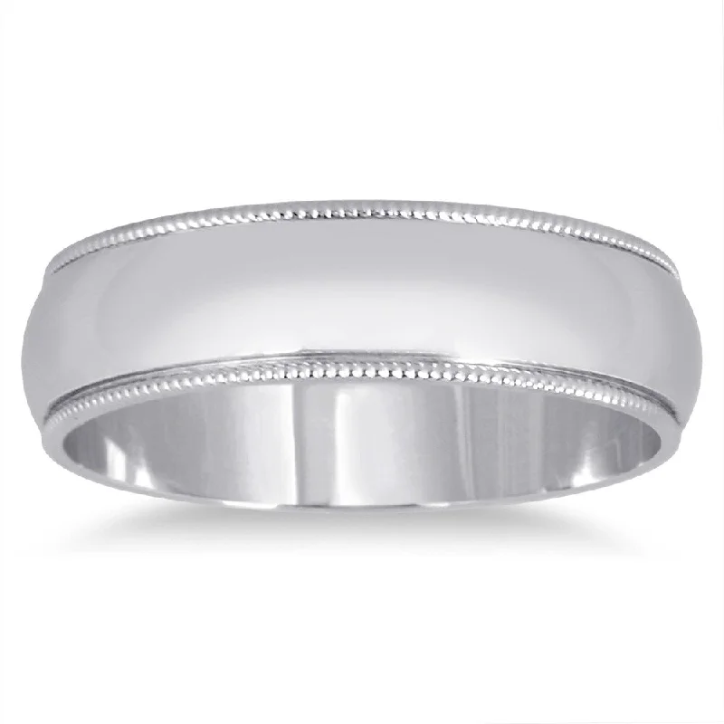 Marquee Jewels 14k White Gold 5-millimeter Milgrain Edge Comfort Fit Wedding Band