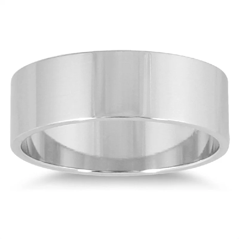 Marquee Jewels 14K White Gold Flat Wedding Band (6mm)