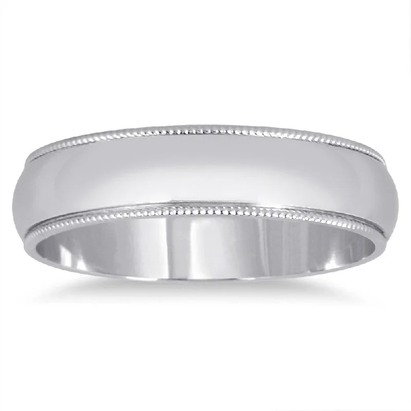 Marquee Jewels 14k White Gold Milgrain Edge Wedding Band