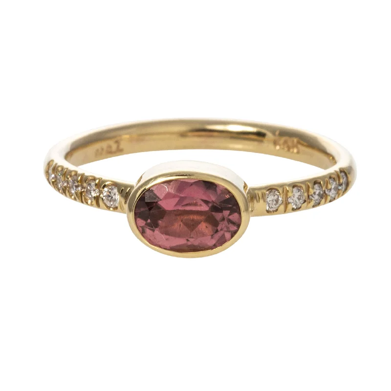 Mazza Oval Pink Tourmaline & Diamond 14K Yellow Gold Ring