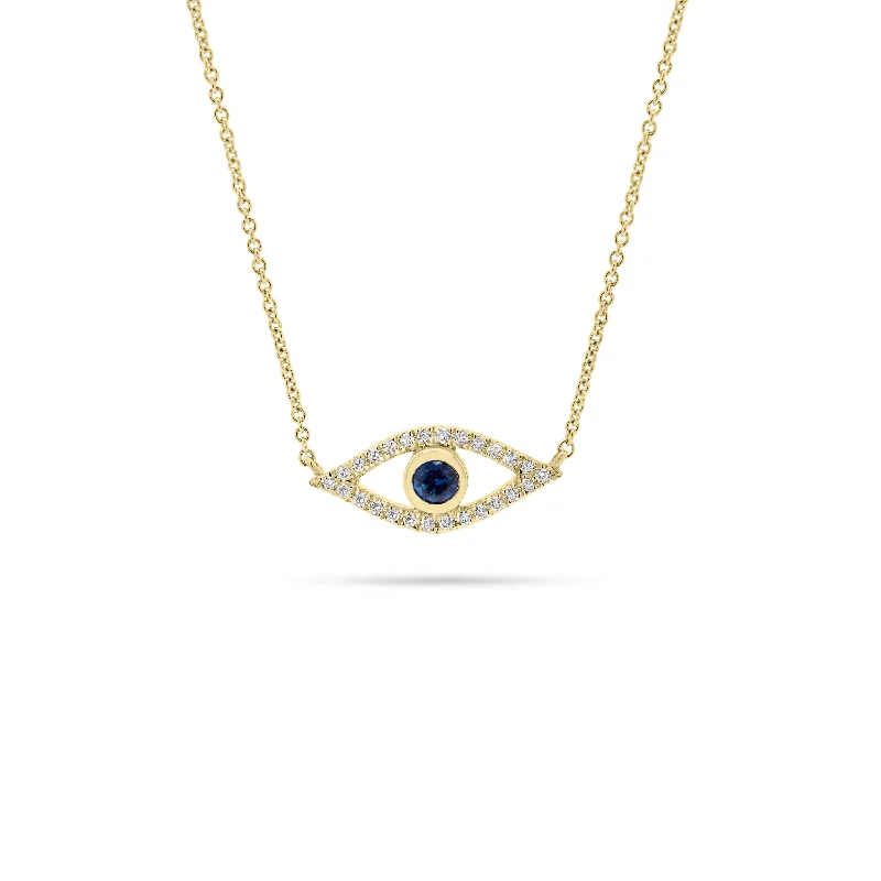 Sapphire & Diamond Open Evil Eye Pendant