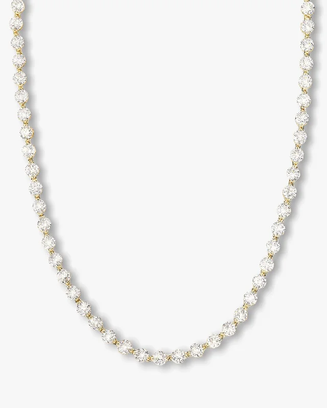 She's an Icon Mama Tennis Necklace 16" - Gold|White Diamondettes