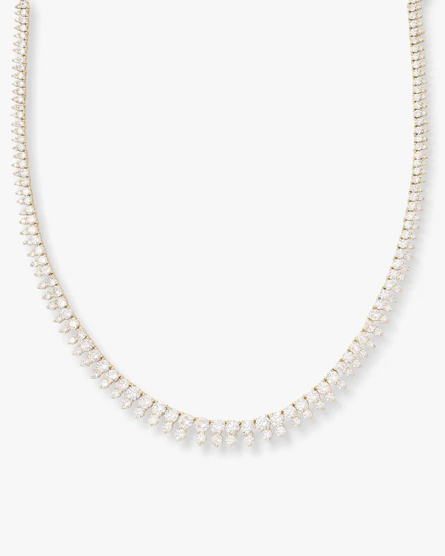 She's an Icon Riviera Tennis Necklace 18" - Gold|White Diamondettes