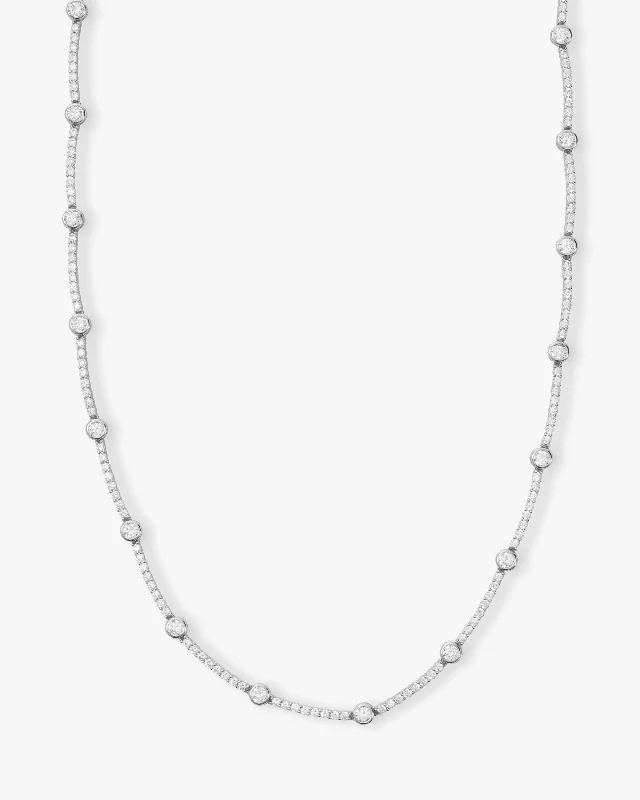 She's an Icon Station Necklace 16" - Silver|White Diamondettes