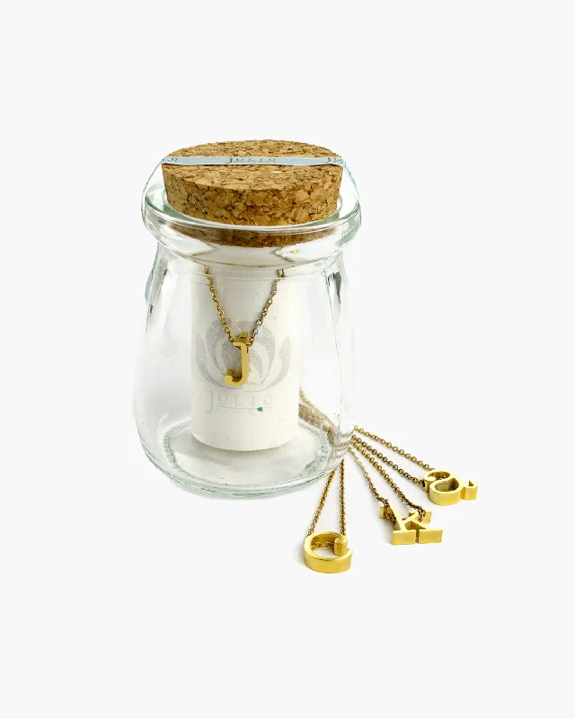 Spice Gold initial Necklace in a Jar