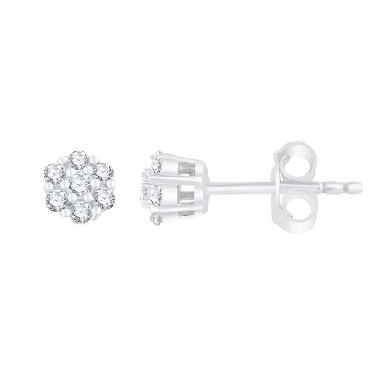 EcoLove 1/4 CTW Lab Grown Diamond Cluster Stud Earrings in Sterling Silver