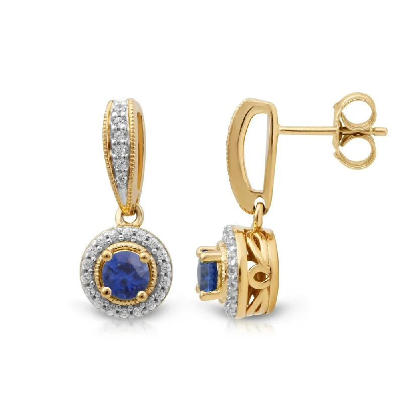 1/6ct TDW Diamond Gemstone Dangles in 10k Yellow Gold